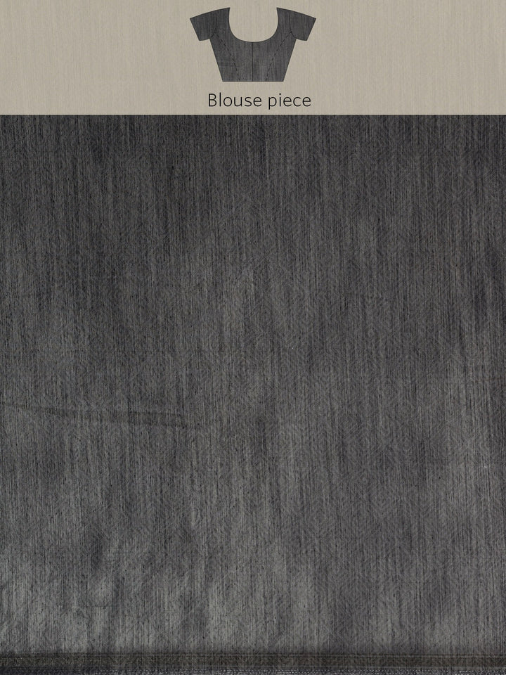 Neerus Black raw silk woven saree - detail view 3