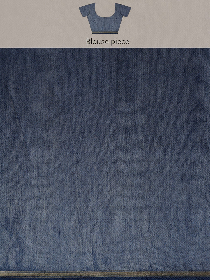 Neerus Blue raw silk woven saree - detail view 3