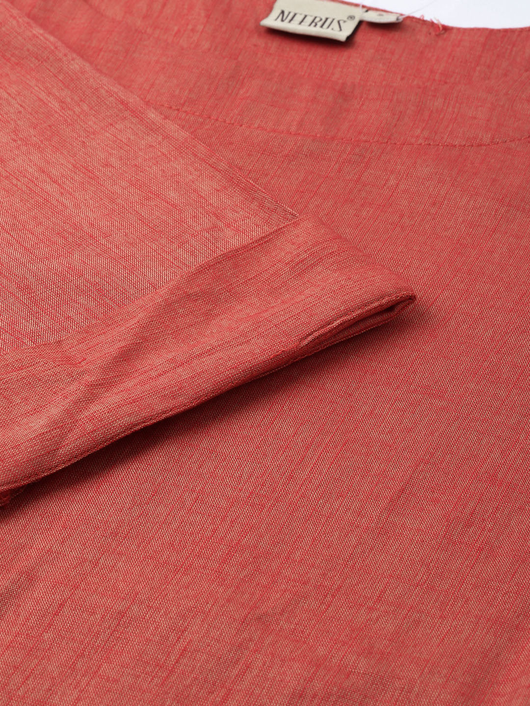 Neerus Orange rayon embroidered asymmetric A-line kurta - detail view 1