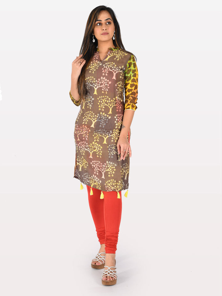 Neerus Multicolor printed straight kurti - detail view 2