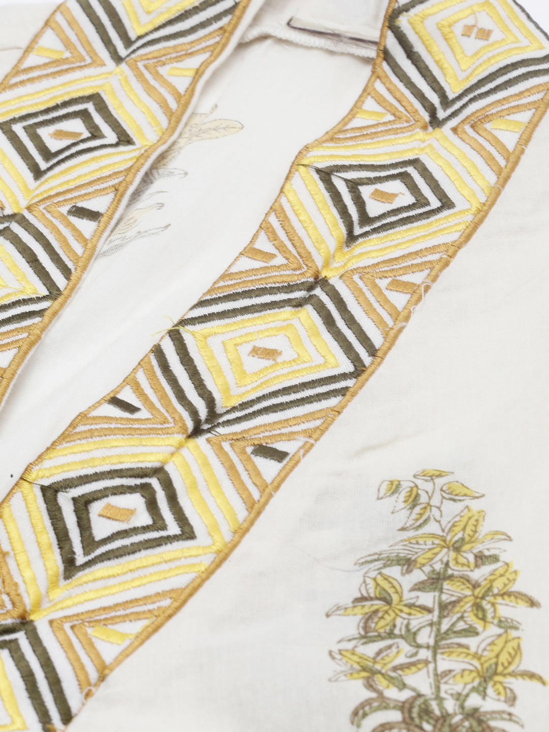 Neerus White cotton printed kurta set - detail view 5