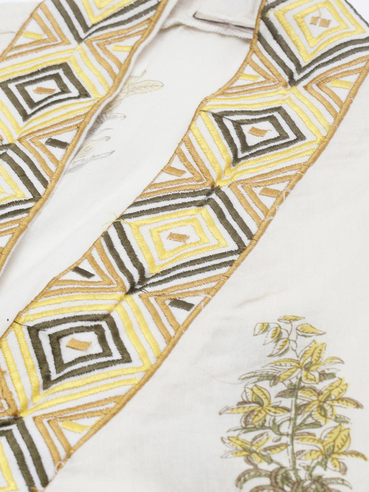 Neerus White cotton printed kurta set - detail view 5