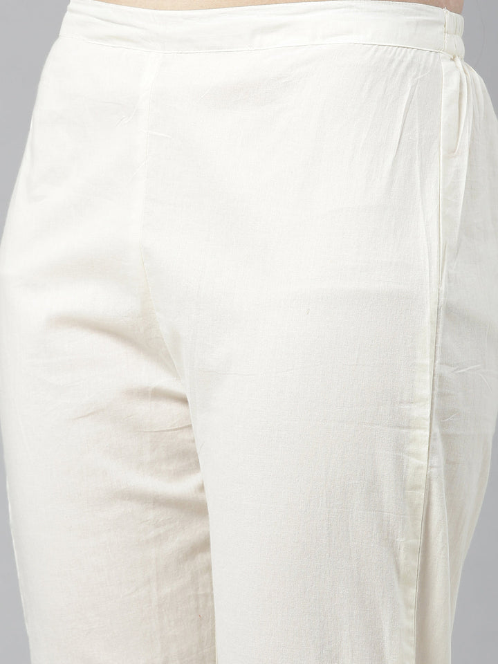 Neerus White cotton printed kurta set - detail view 4