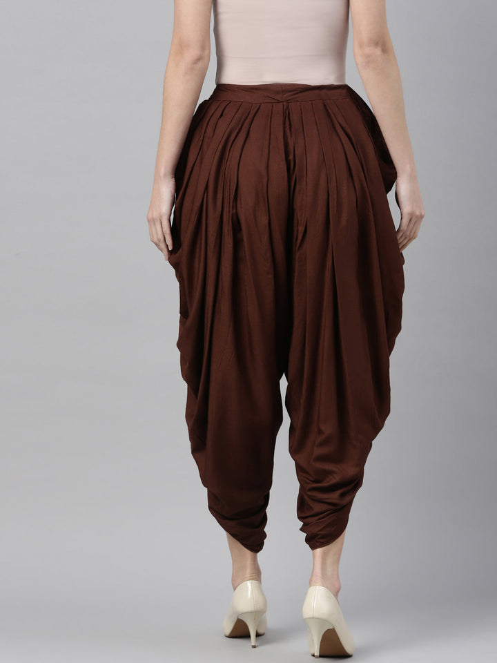 Neerus Brown rayon solid dhoti bottom - detail view 2