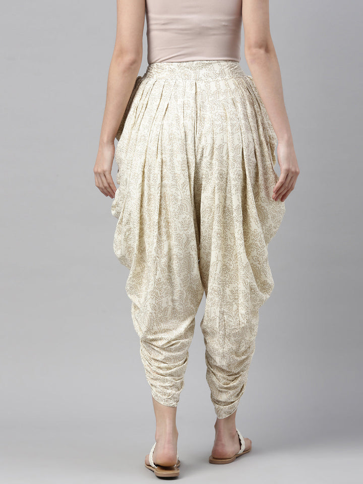 Neerus White cotton solid dhoti bottom - detail view 2