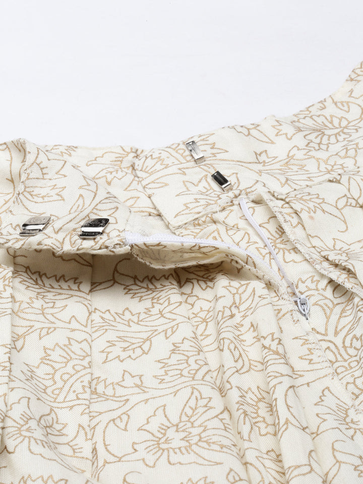 Neerus White cotton solid dhoti bottom - detail view 3