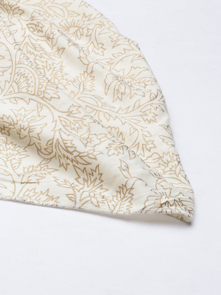 Neerus White cotton solid dhoti bottom - detail view 4