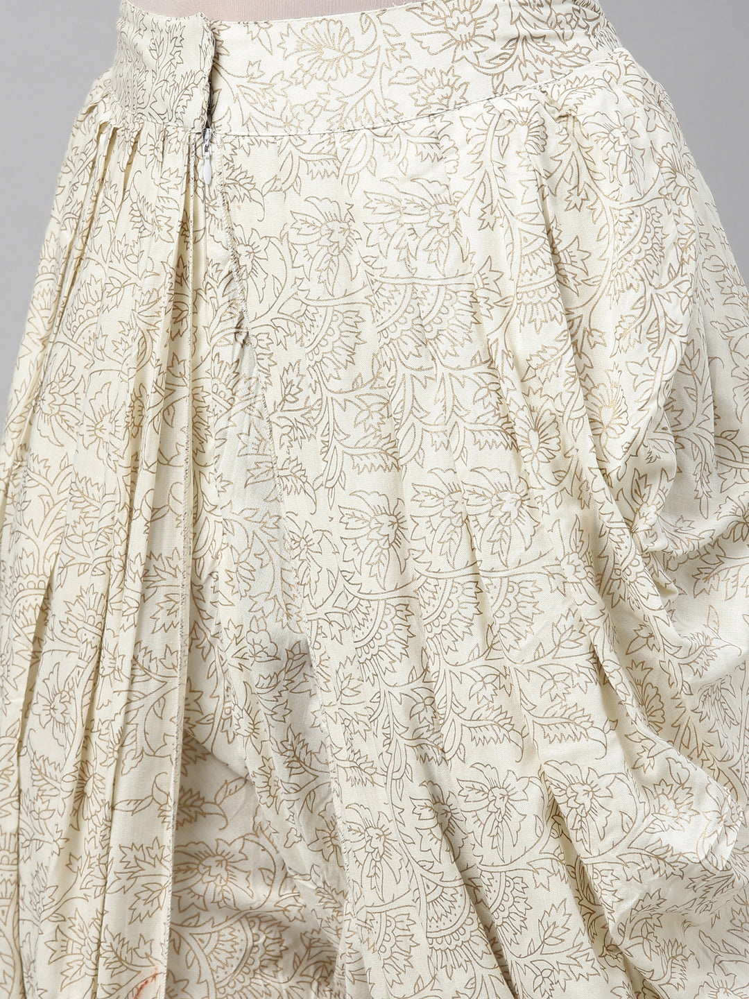 Neerus White cotton solid dhoti bottom - detail view 5