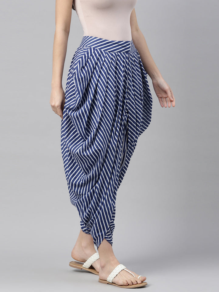Neerus Blue rayon solid dhoti bottom - detail view 1