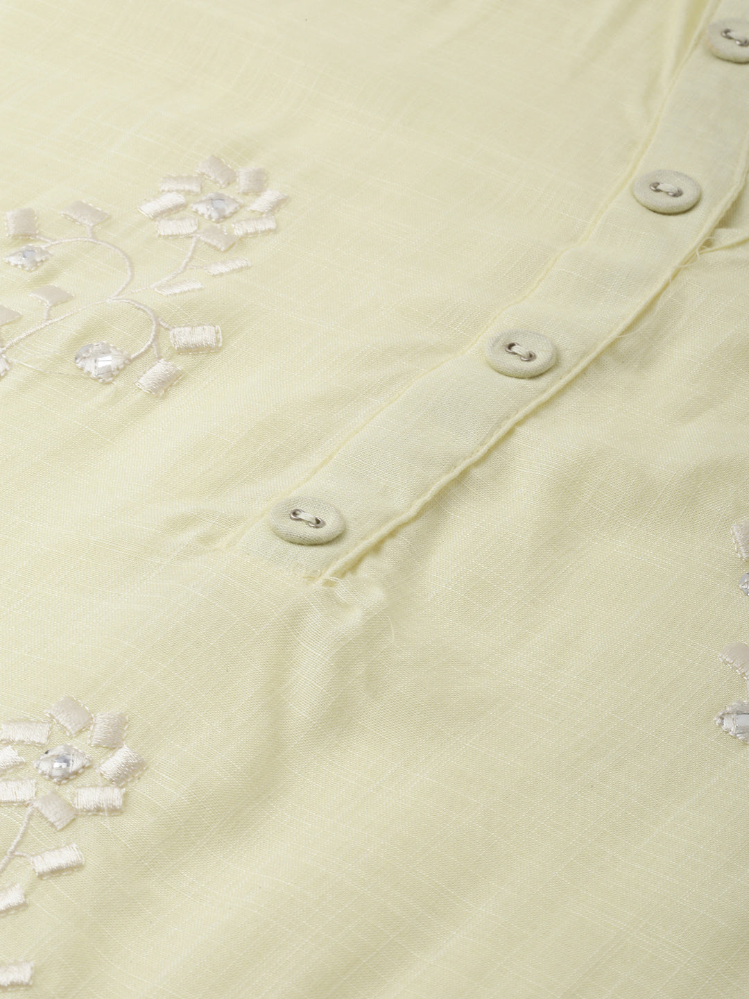 Neerus Yellow rayon embroidered straight kurti - detail view 4