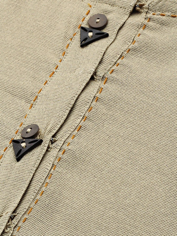 Neerus Beige rayon Anarkali kurta with scarf - back view