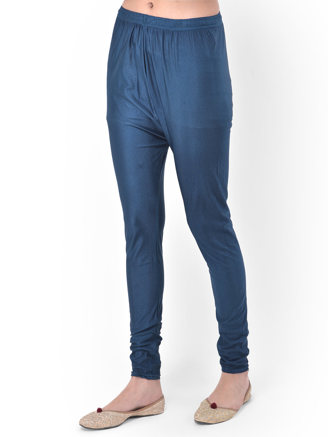 Neerus Blue Chanderi printed fusion suit set - detail view 2