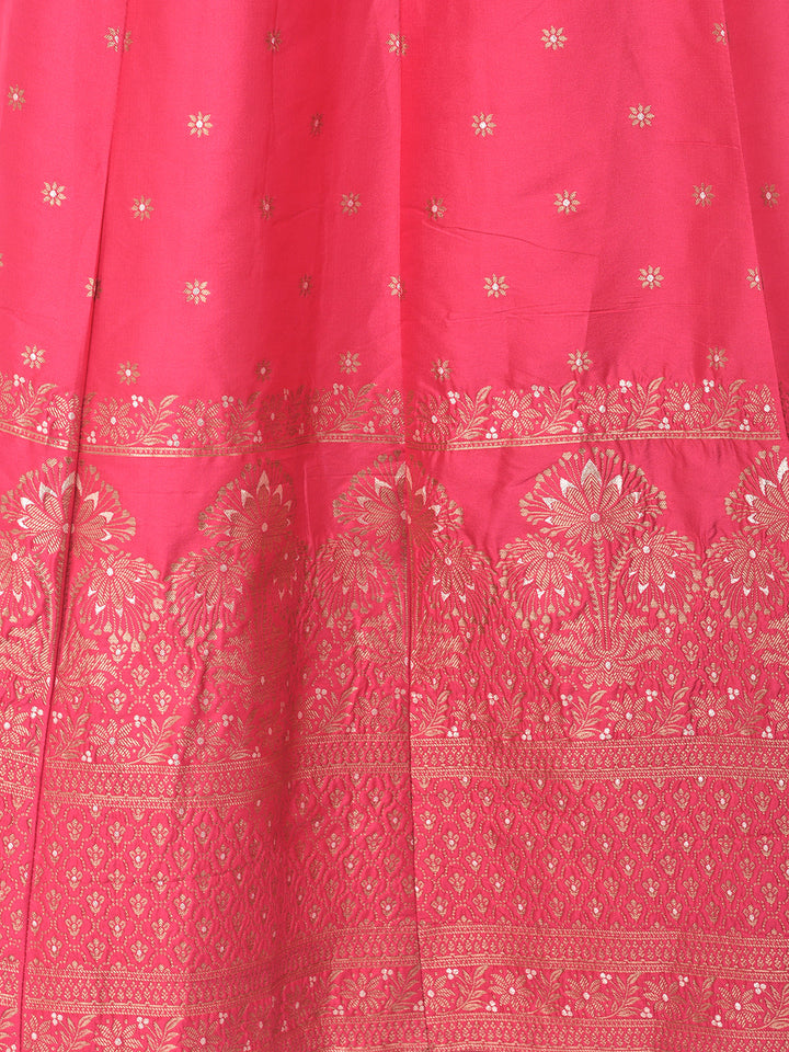 Neerus Pink embellished kurta set with skirt and dupatta - detail view 1