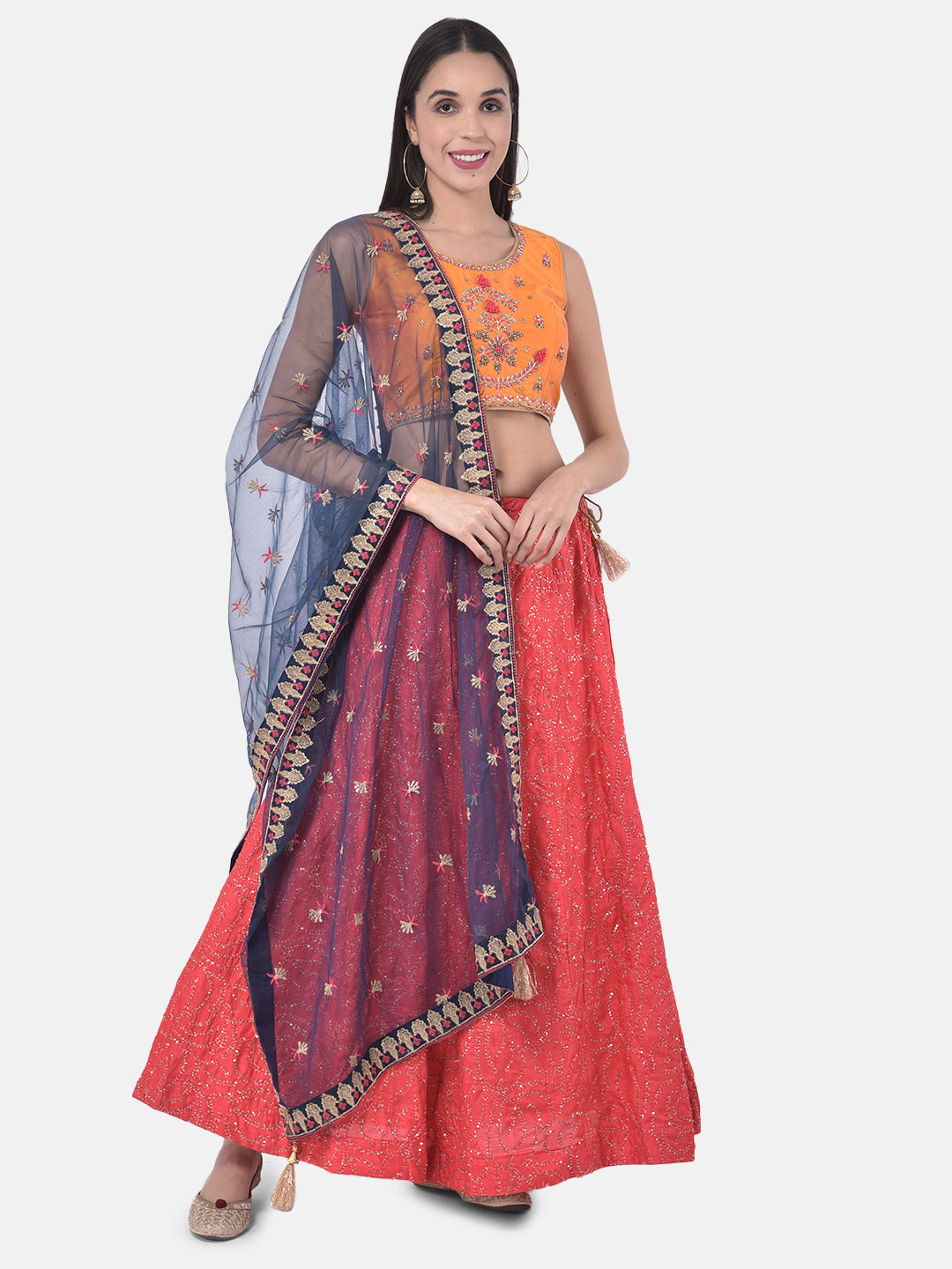 Neerus Multi jacquard zari embellished lehenga set - detail view 4