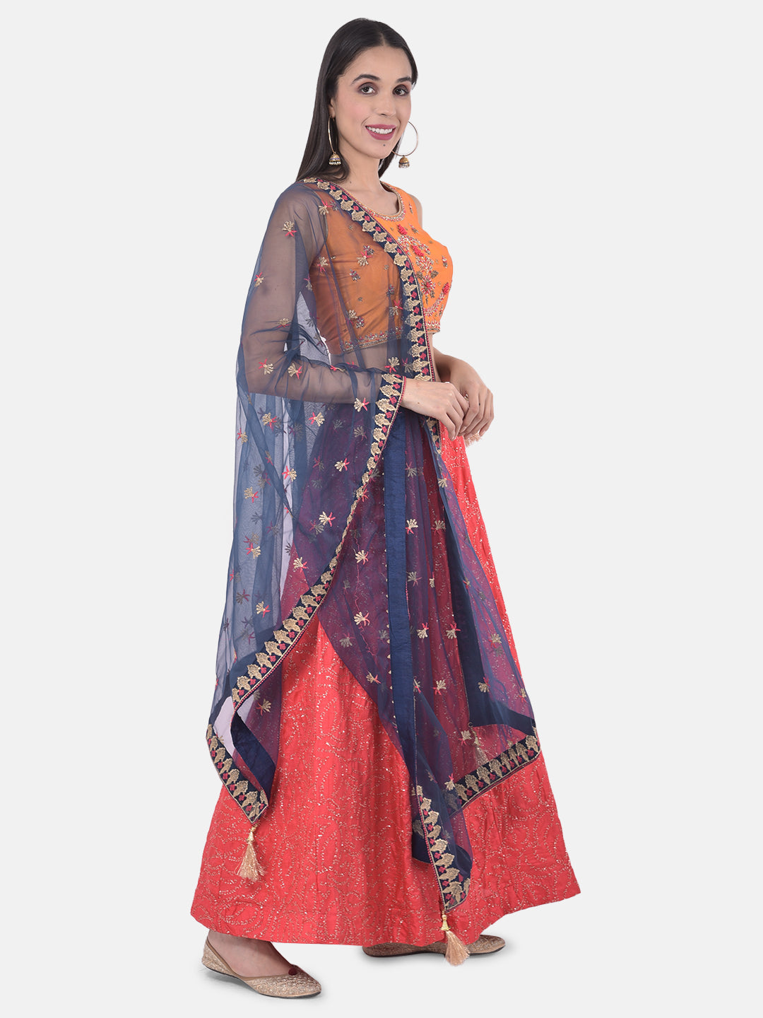 Neerus Multi jacquard zari embellished lehenga set - front view