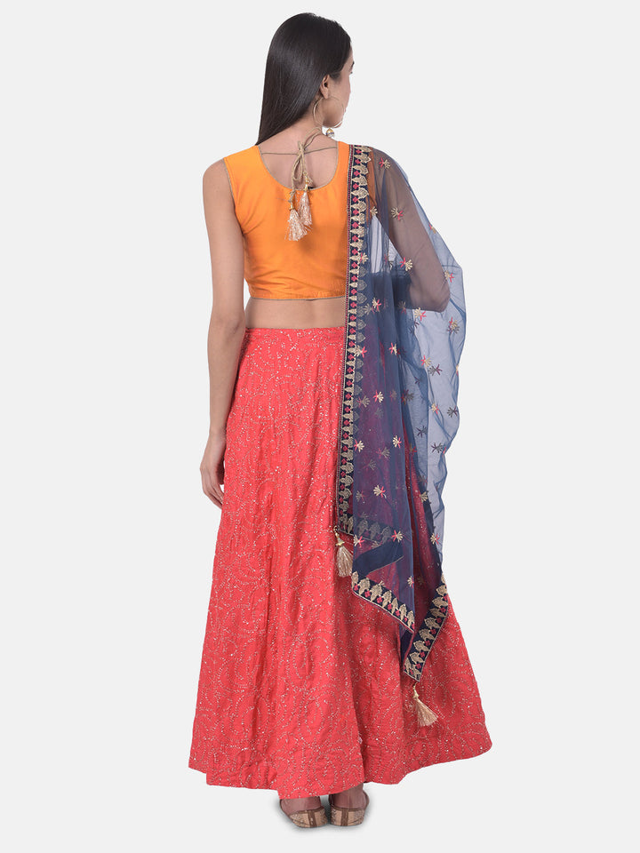 Neerus Multi jacquard zari embellished lehenga set - side view