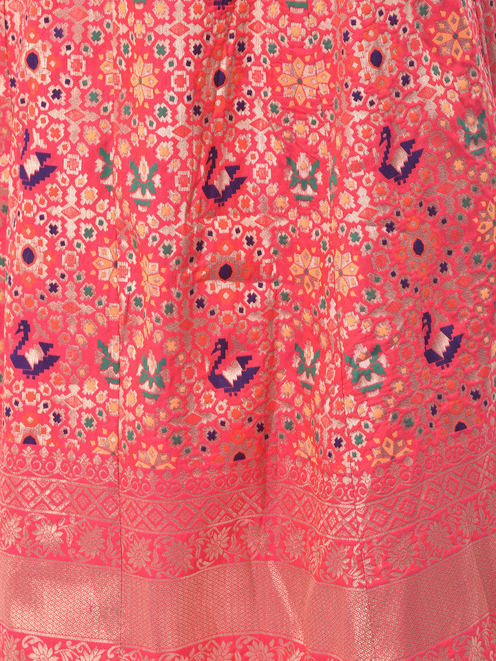 Neerus Pink Banarasi woven lehenga set - detail view 3