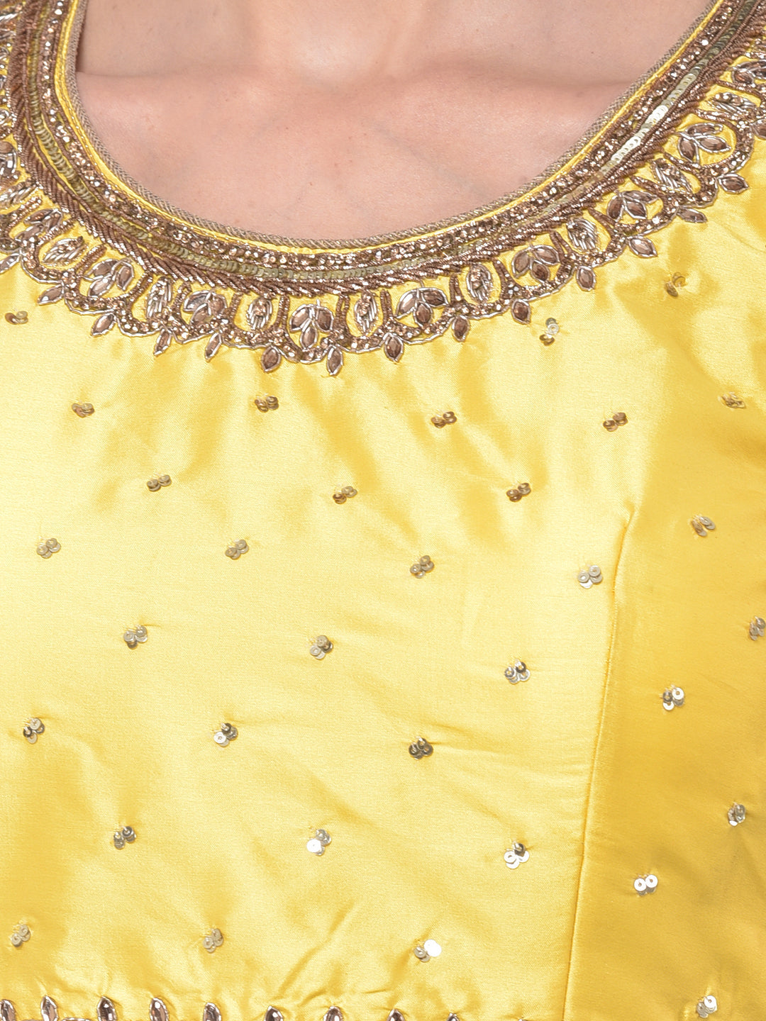 Neerus Beige net embellished lehenga set - detail view 1