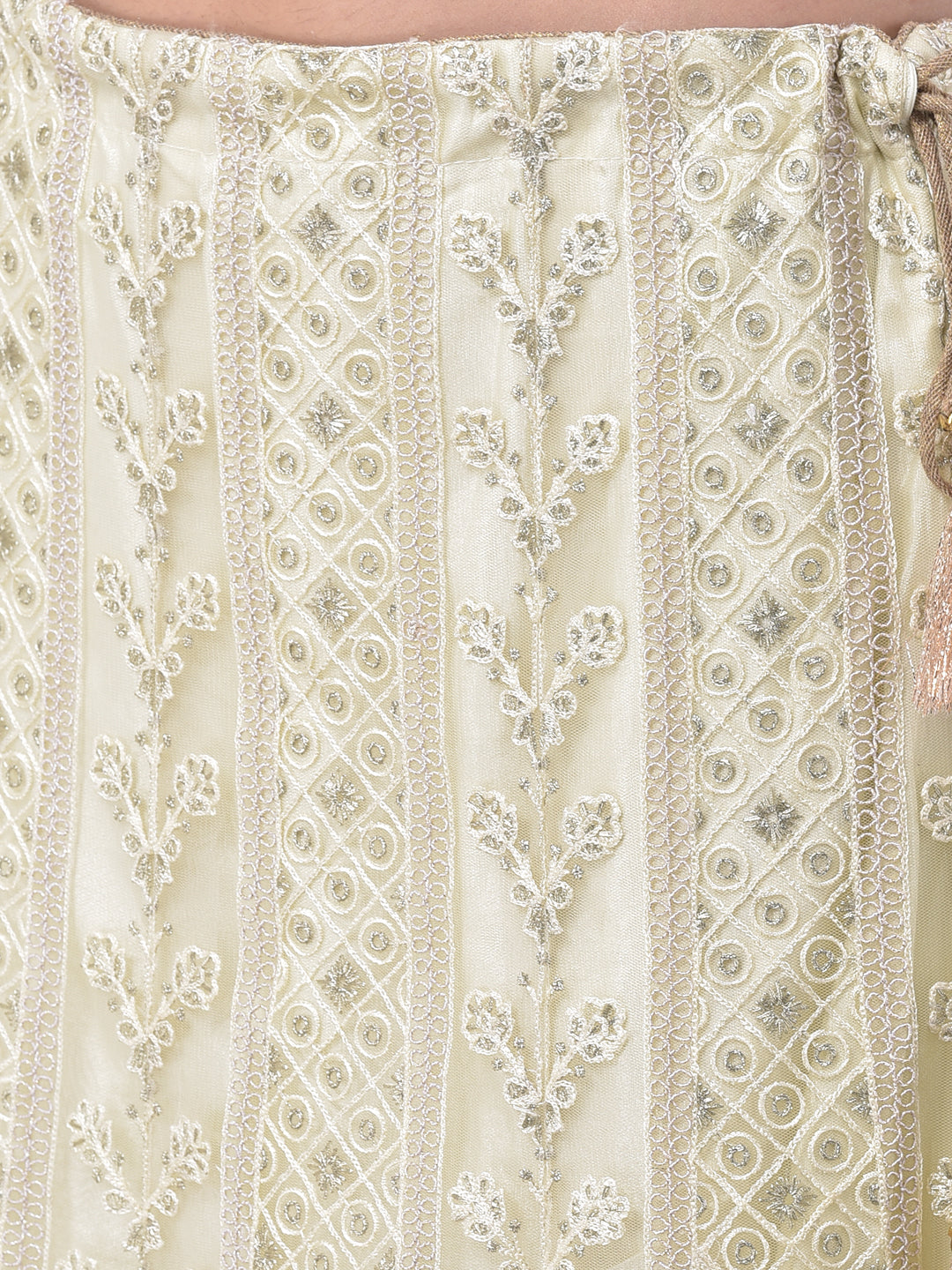 Neerus Beige net embellished lehenga set - detail view 2