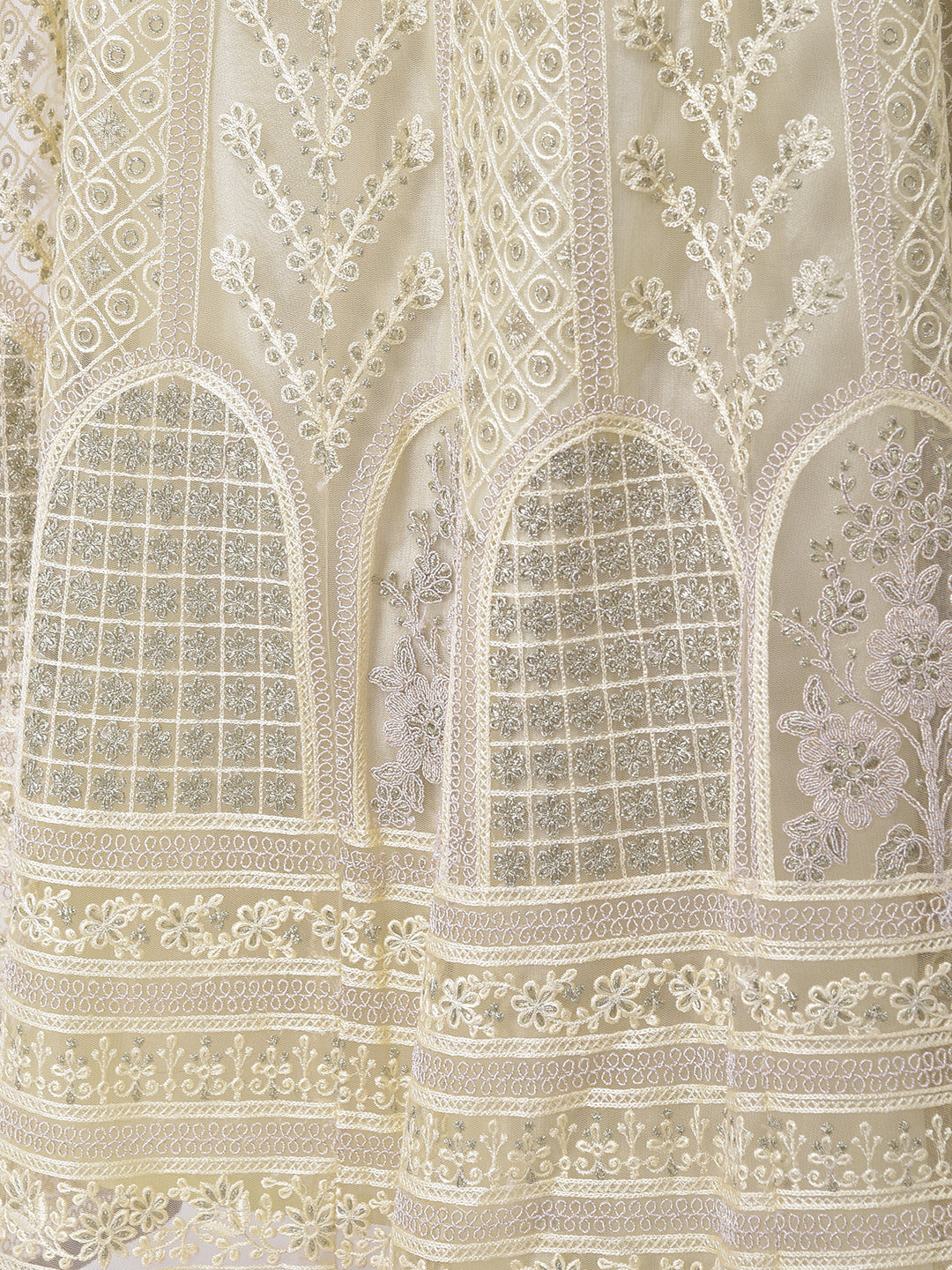 Neerus Beige net embellished lehenga set - detail view 3