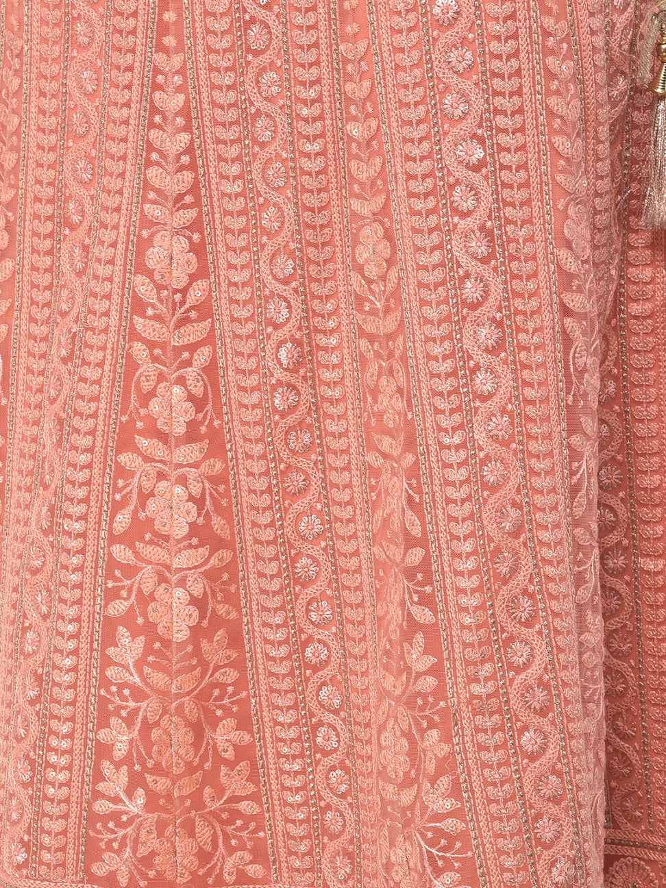 Neerus Orange net embellished lehenga set - detail view 2