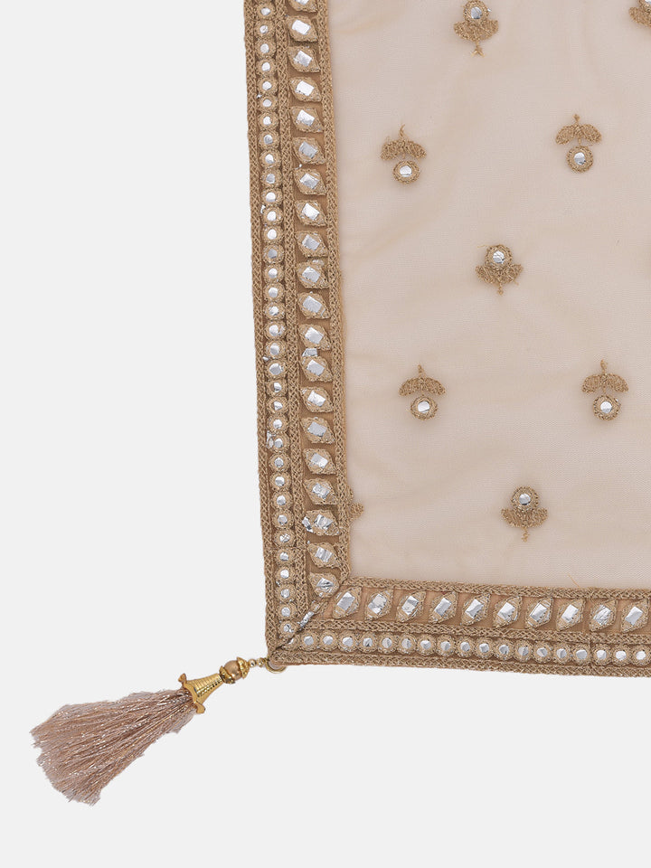 Neerus Orange net embellished lehenga set - detail view 3