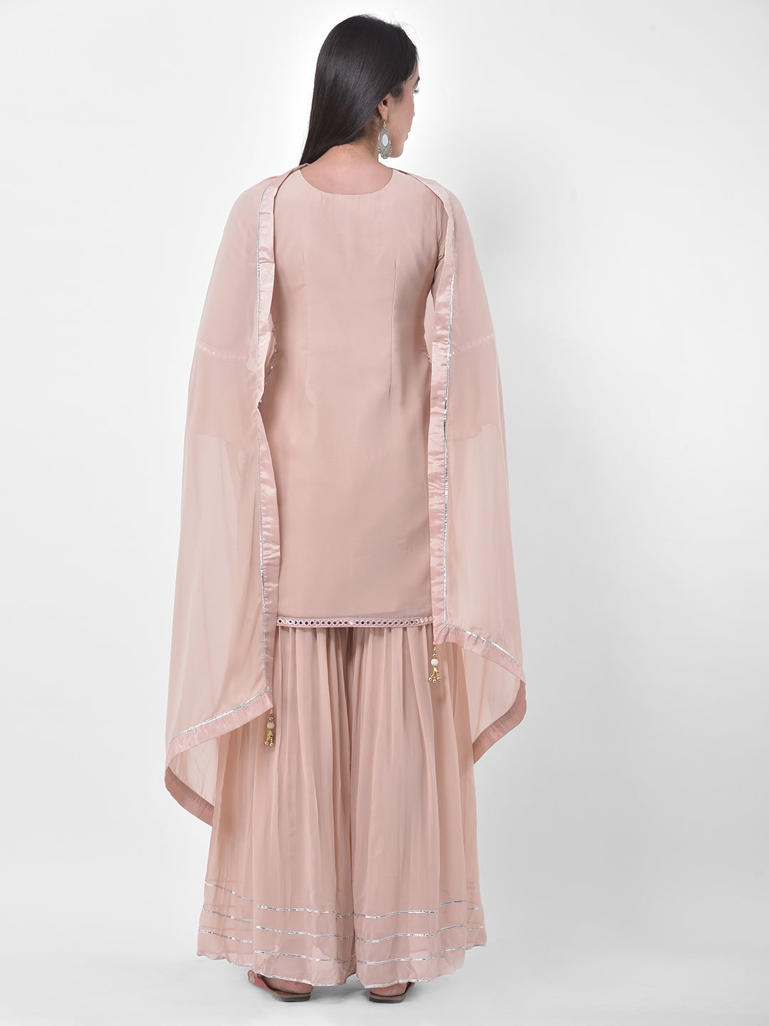 Neerus Pink Georgette Embroidered Sharara Set - detail view 1