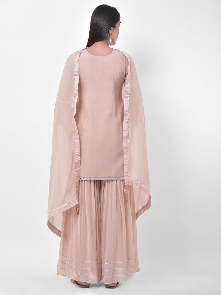Neerus Pink Georgette Embroidered Sharara Set - detail view 1
