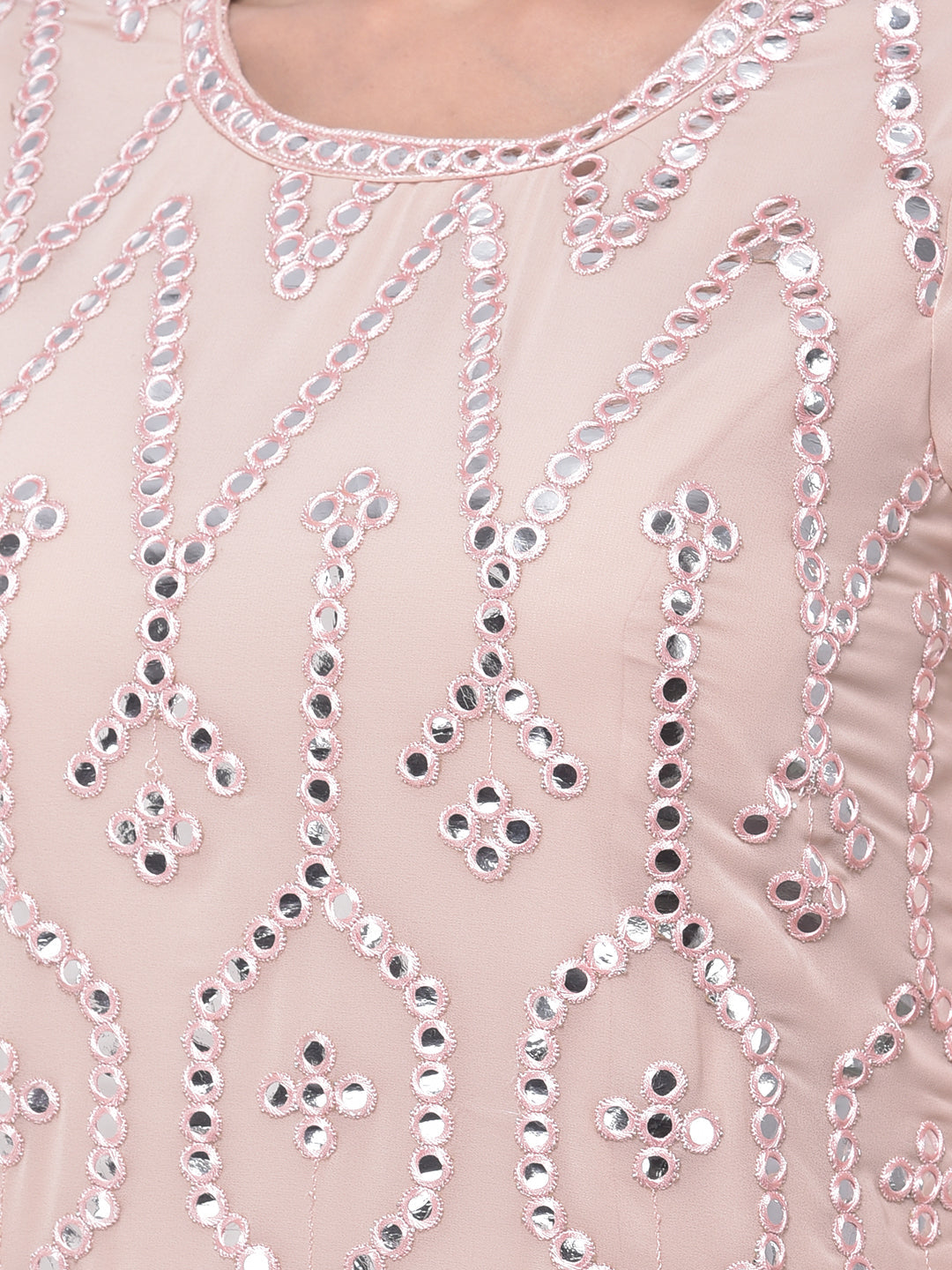 Neerus Pink Georgette Embroidered Sharara Set - detail view 2