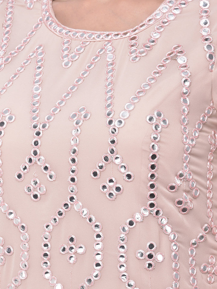 Neerus Pink Georgette Embroidered Sharara Set - detail view 2