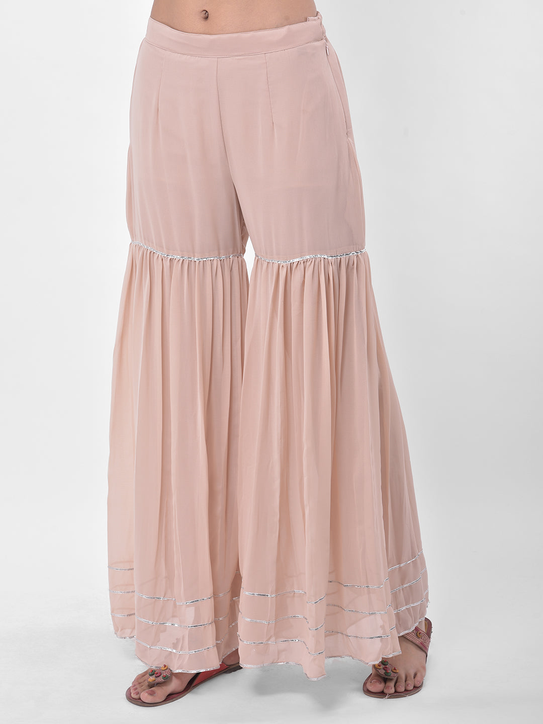 Neerus Pink Georgette Embroidered Sharara Set - detail view 3