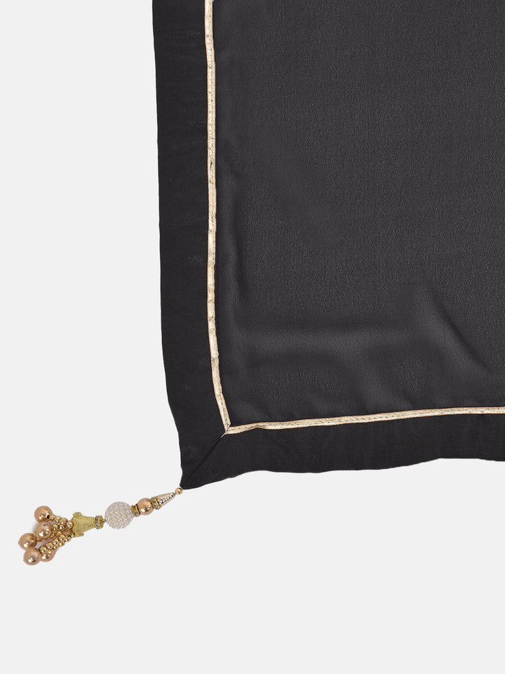 Neerus Black georgette embroidered suit gharara set - detail view 3
