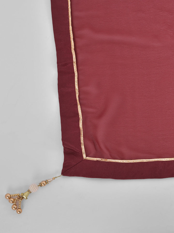 Neerus Maroon georgette embroidered sharara set - detail view 4
