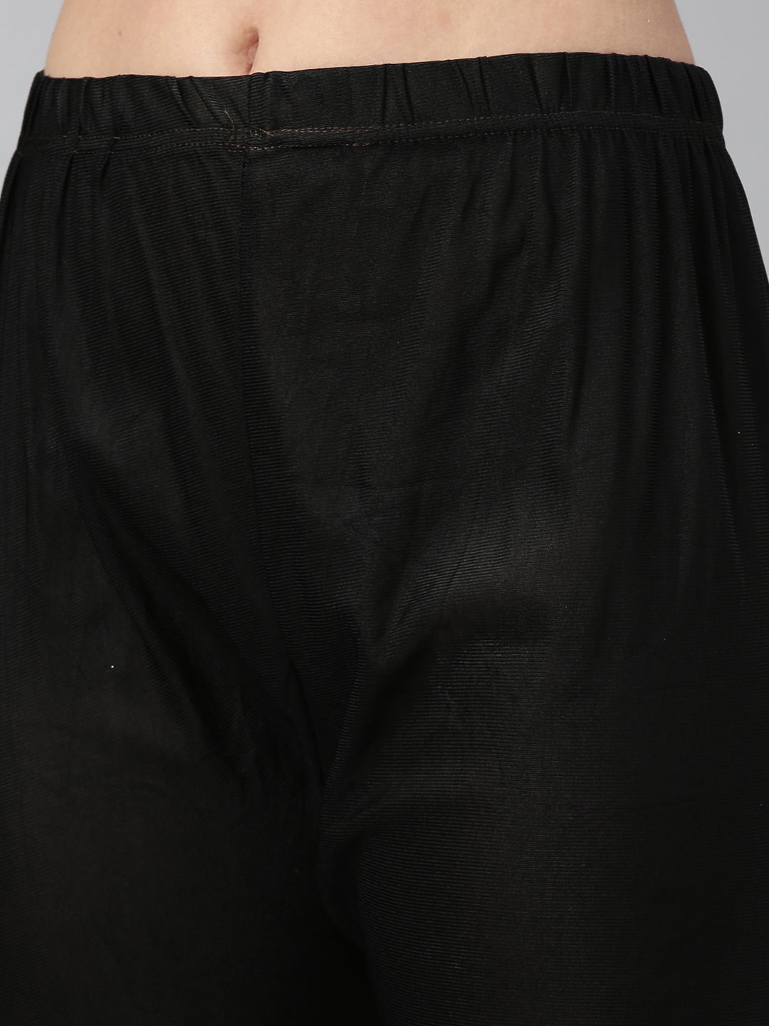 Neerus Black raw silk embroidered anarkali suit set - detail view 5