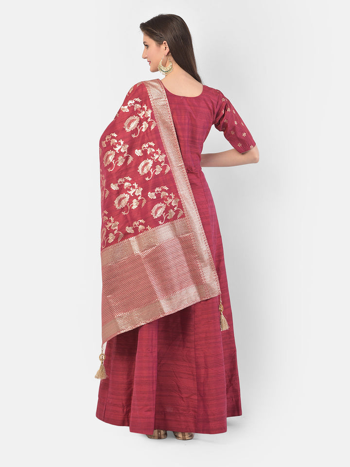Neerus Pink silk embroidered anarkali suit set - side view