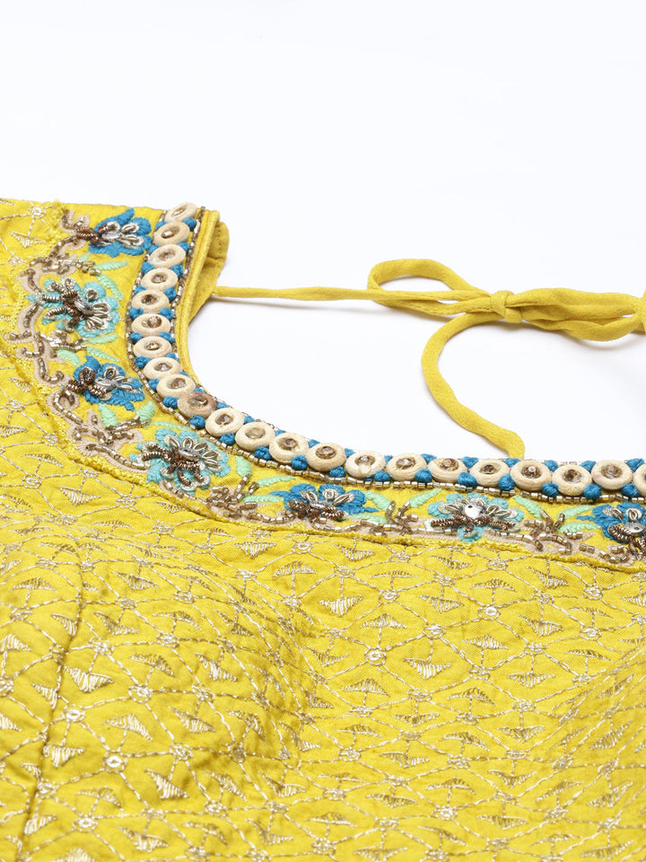 Neerus Yellow Georgette Kurta Set - side view