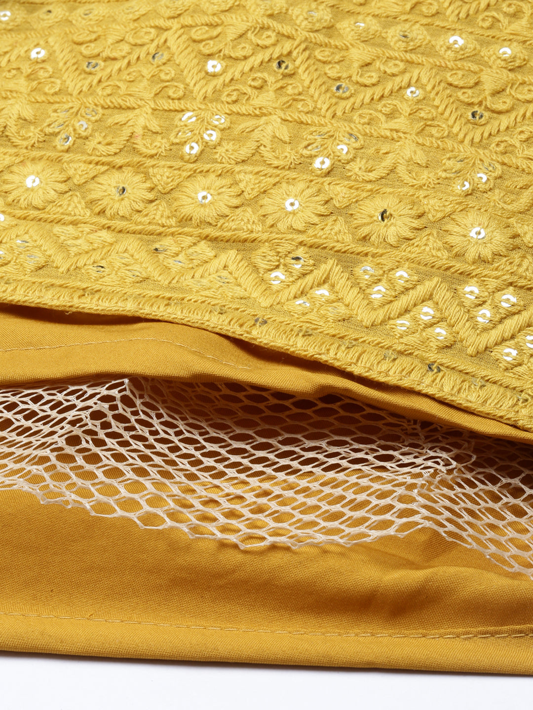 Neerus Yellow georgette thread embroidered anarkali gown - detail view 5