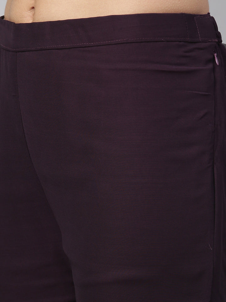 Neerus Maroon silk kurta set - detail view 5