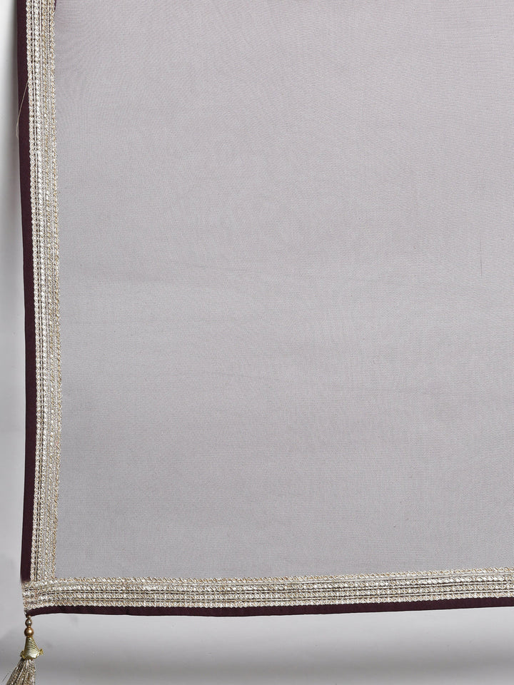 Neerus Maroon silk kurta set - detail view 6