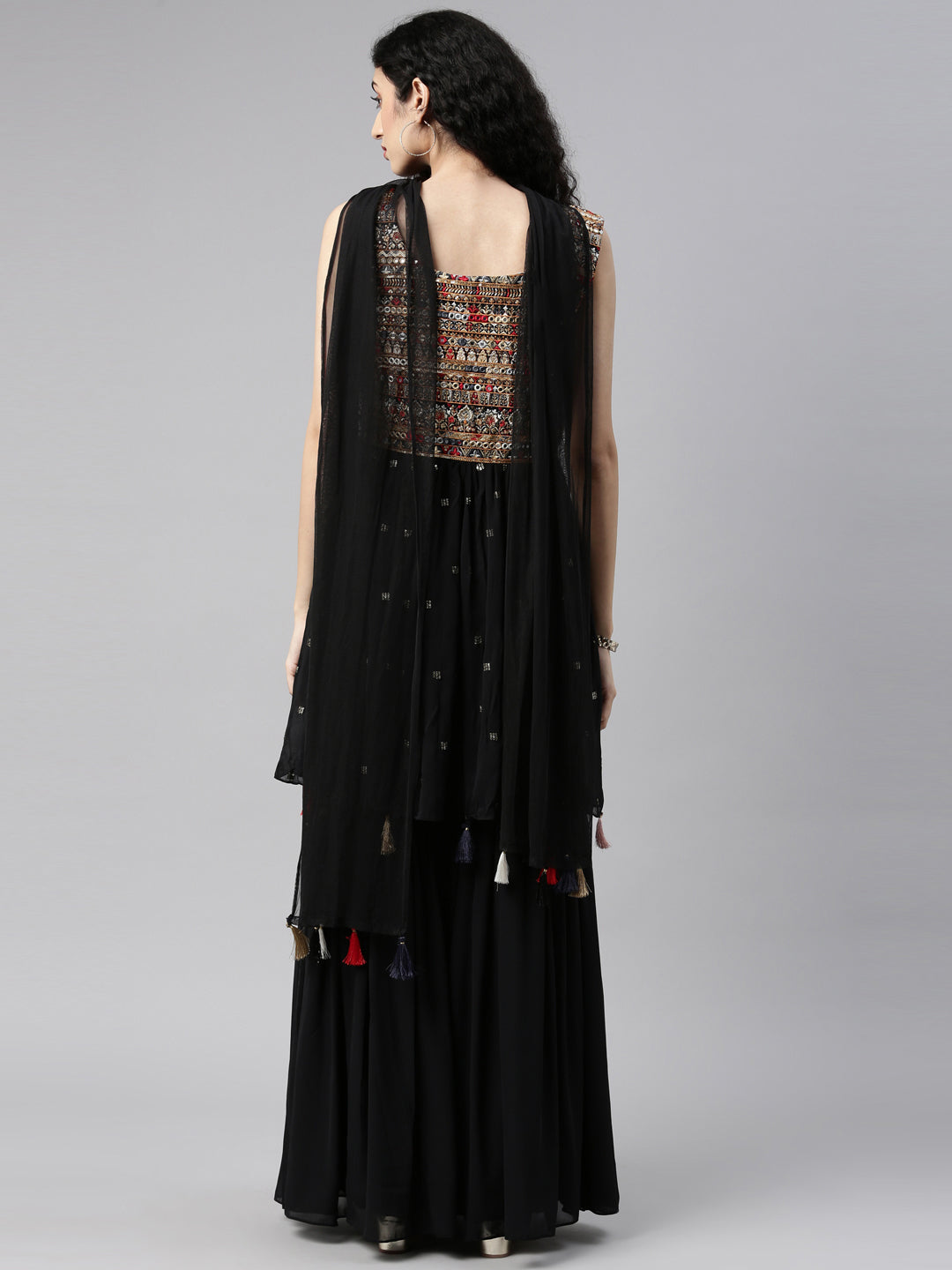 Neerus Black Georgette Kurta Set - detail view 5