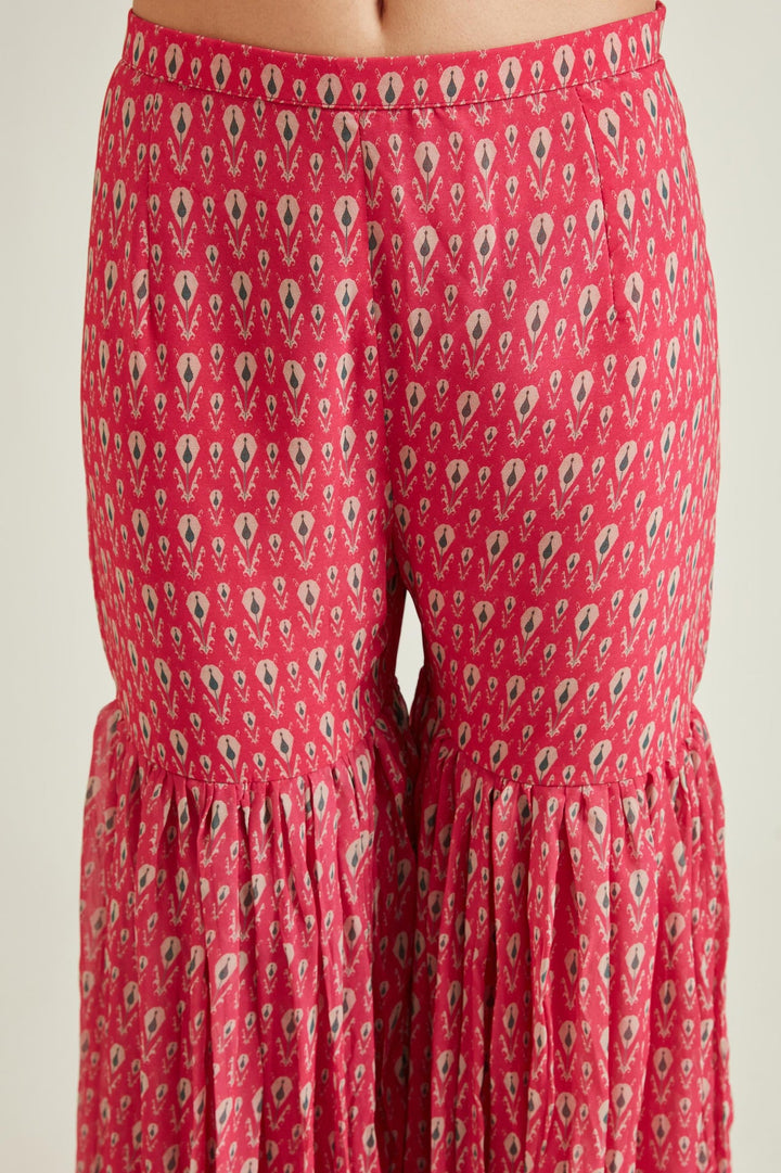 Neerus Pink georgette embellished kurta set - detail view 2