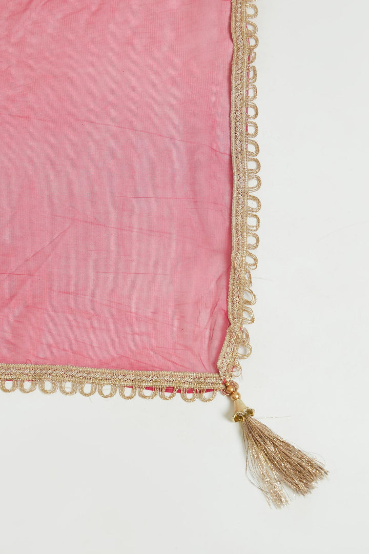 Neerus Pink georgette embroidered suit set - detail view 1