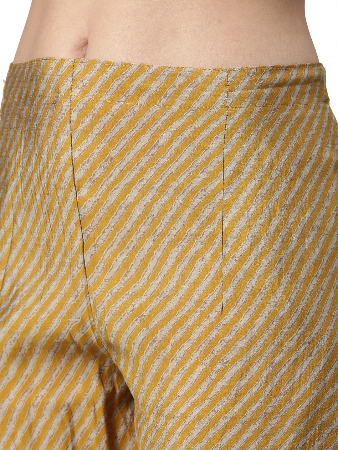 Neerus Yellow printed Anarkali kurta set - detail view 4
