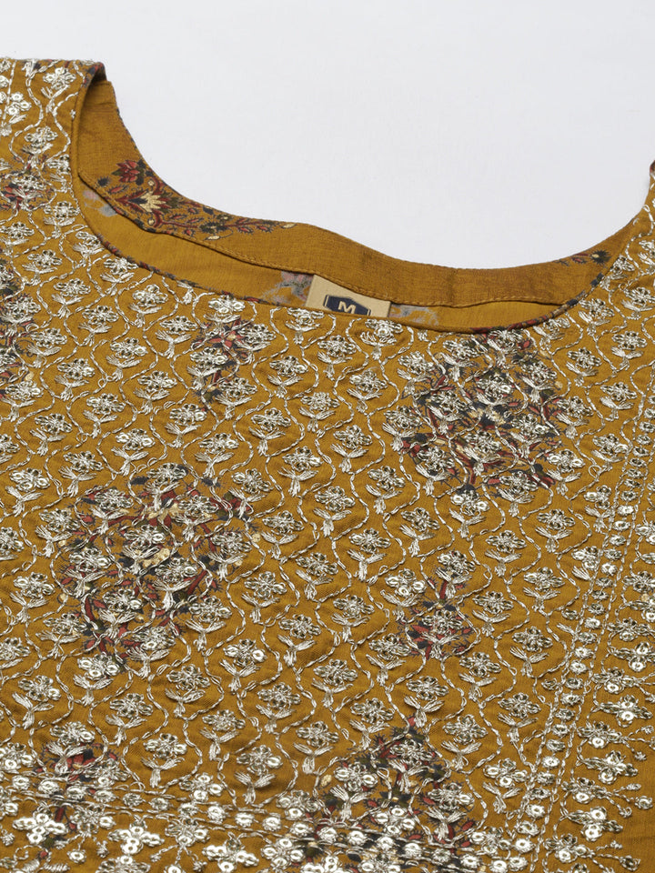 Neerus Gold modal printed kurta set - side view