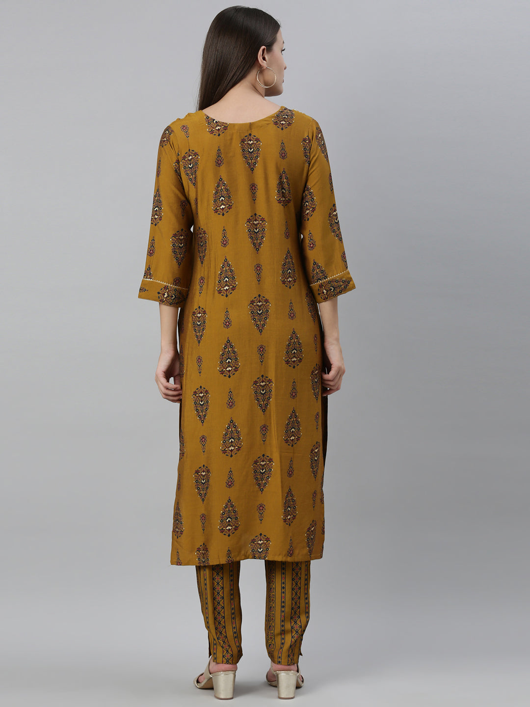 Neerus Gold modal printed kurta set - detail view 11
