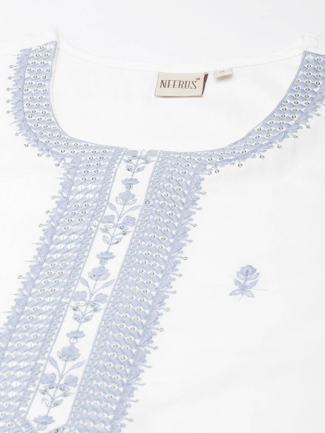 Neerus Grey rayon printed straight kurta - detail view 2