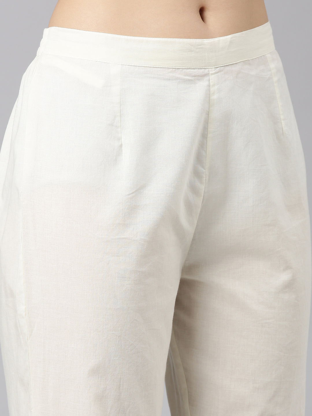 Neerus White cotton embroidered kurta set - detail view 3