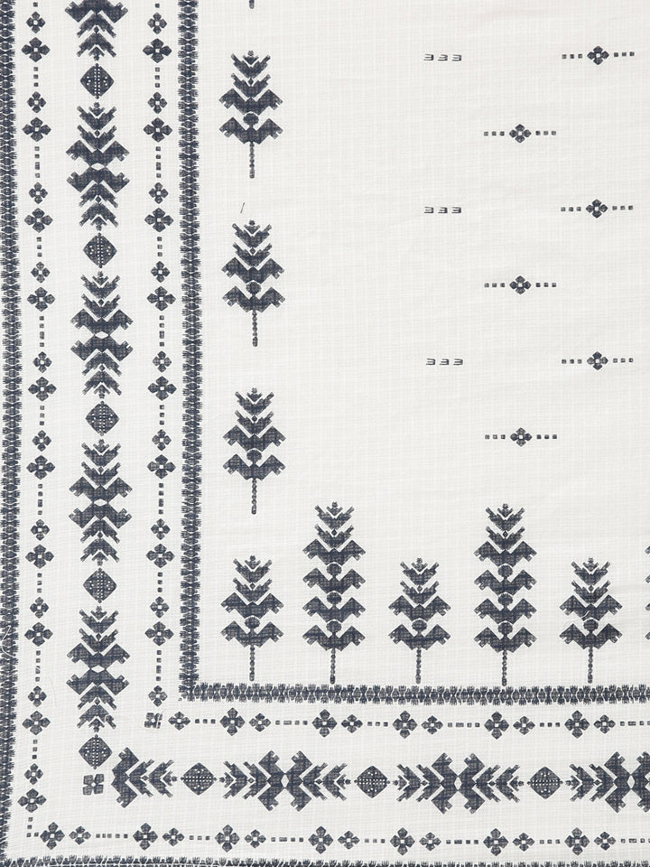 Neerus Blue floral printed straight suit set - detail view 4