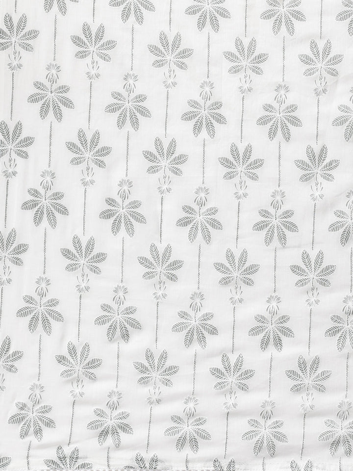 Neerus Olive Panelled Straight Printed Kurta And Trousers With Dupatta