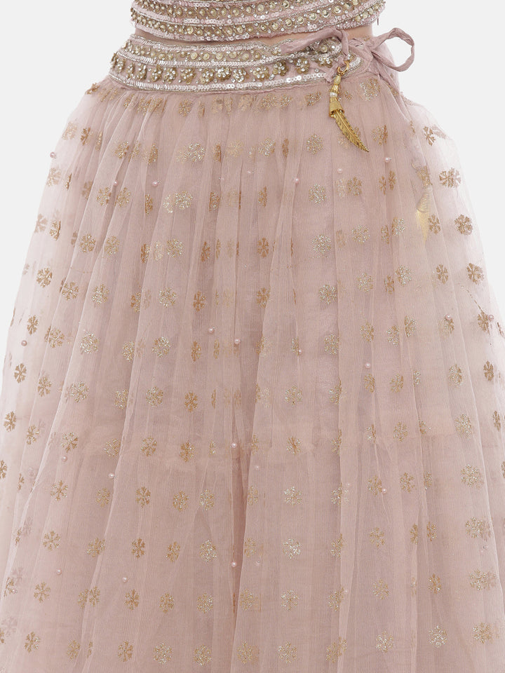 Neerus Orange net embellished lehenga ghagra set - detail view 5